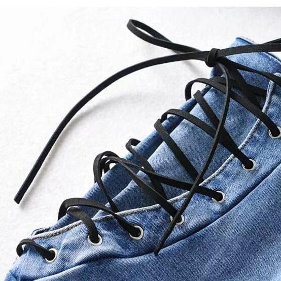 Elda® | Jeans vintage high-waist lace-up skinny jeans for women