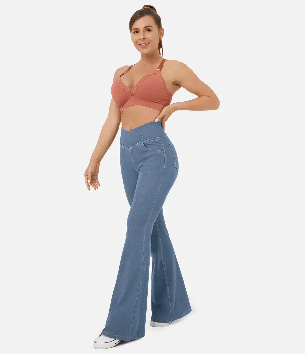 Aurora® | Women'S High-Waisted Retro Flare Pants With Crossover Waistband