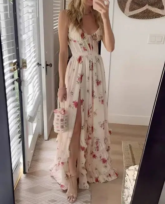 Zara | Elegant Floral Slit Maxi Dress for Special Occasions