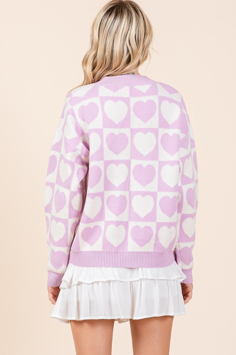 Blanca | Mittoshop Checked Heart Cardigan with Buttons