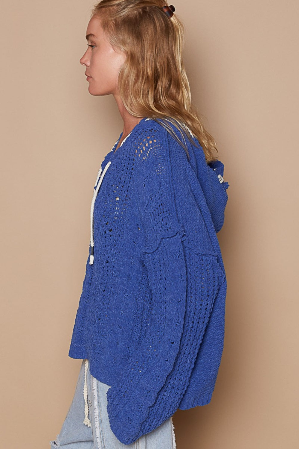 Blanca® | Chenille cable knit sweater with hood