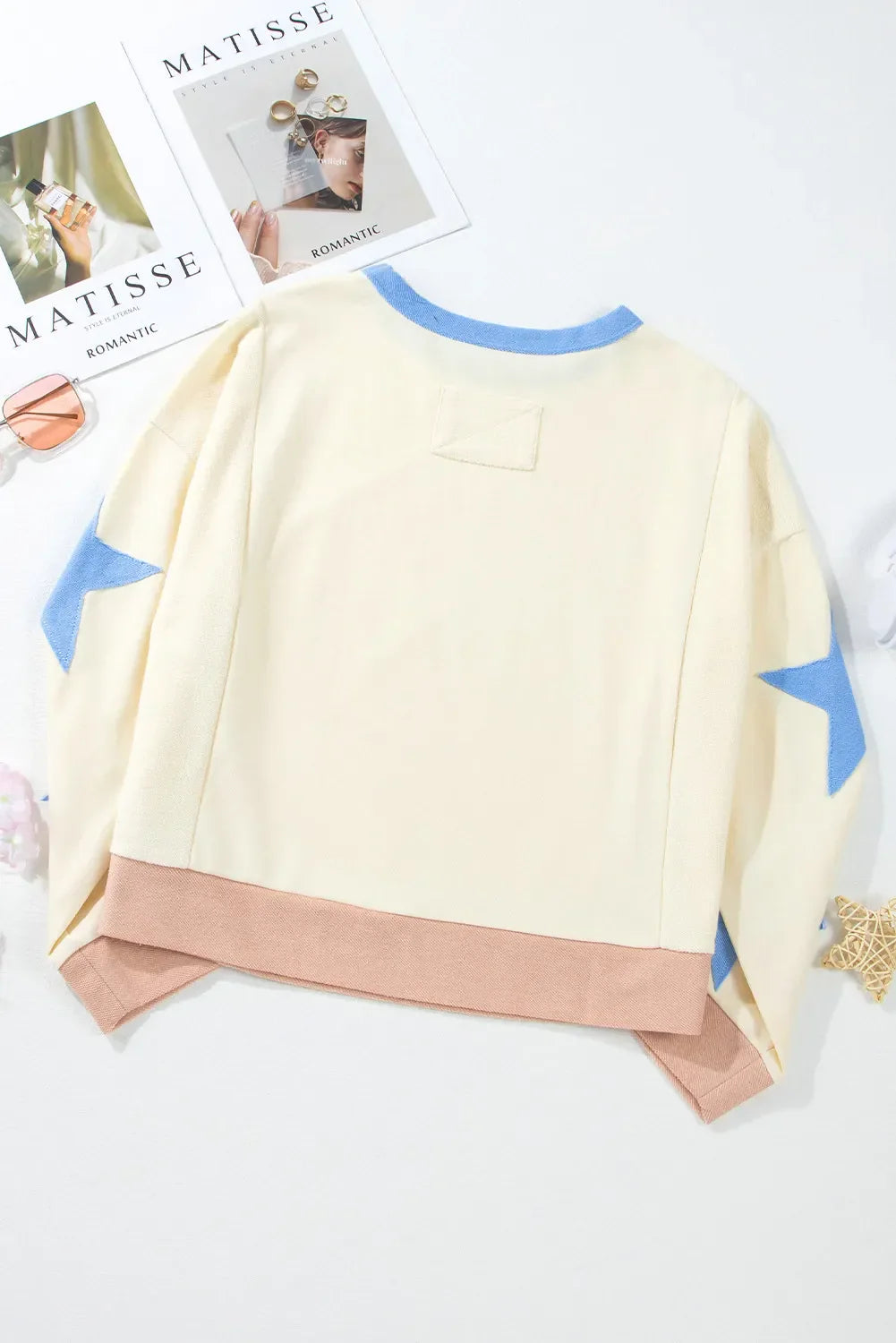 Annelies® | Long sleeve sweatshirt with star contrast crew neck