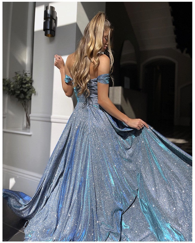 Daniela® | Sequins Large Skirt Tube Top Fashionable With Side Slit Dress