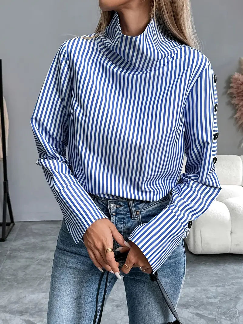 Celeste® | Striped Blouse With High Neck