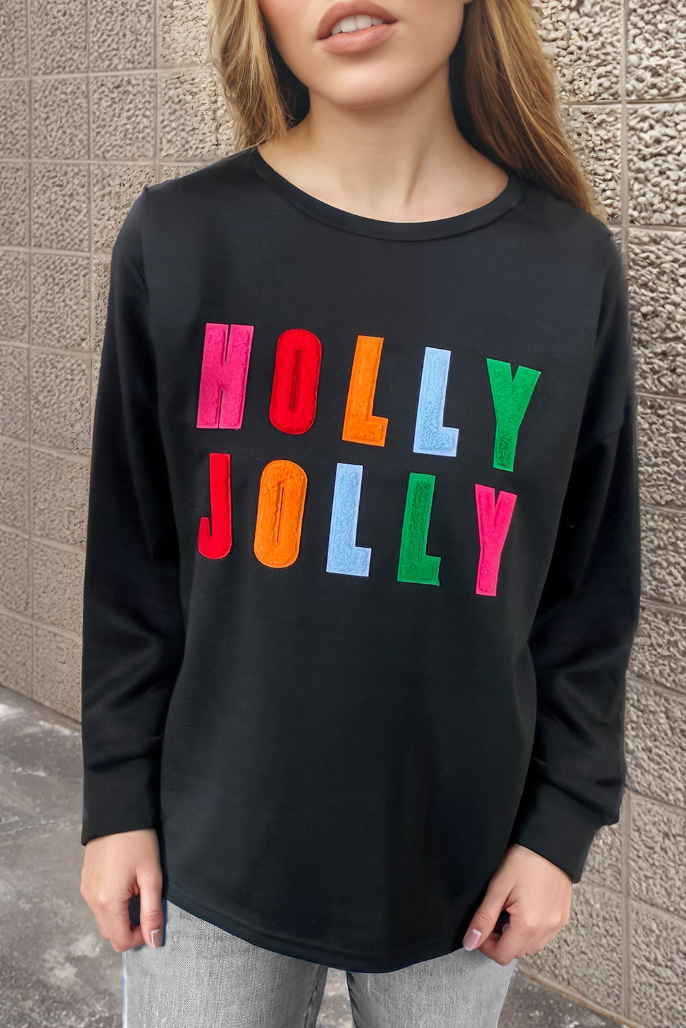 Elin® | Holly Jolly graphic long sleeve top