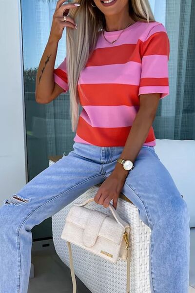 Catalina® | Color block top with a crew neck and half-length sleeves