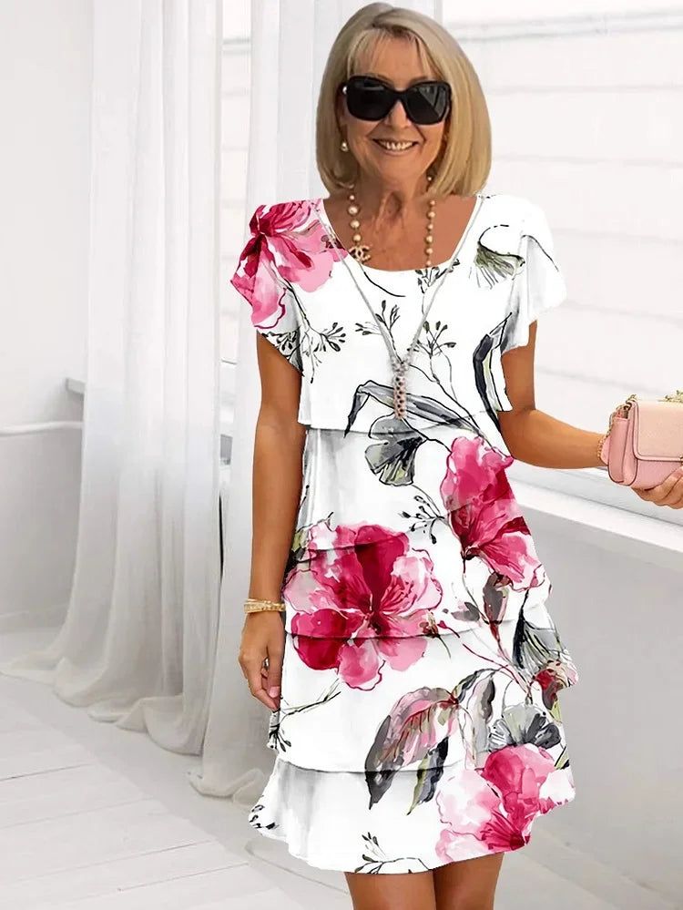 Brenda® | Pleated Floral Ruched Dress