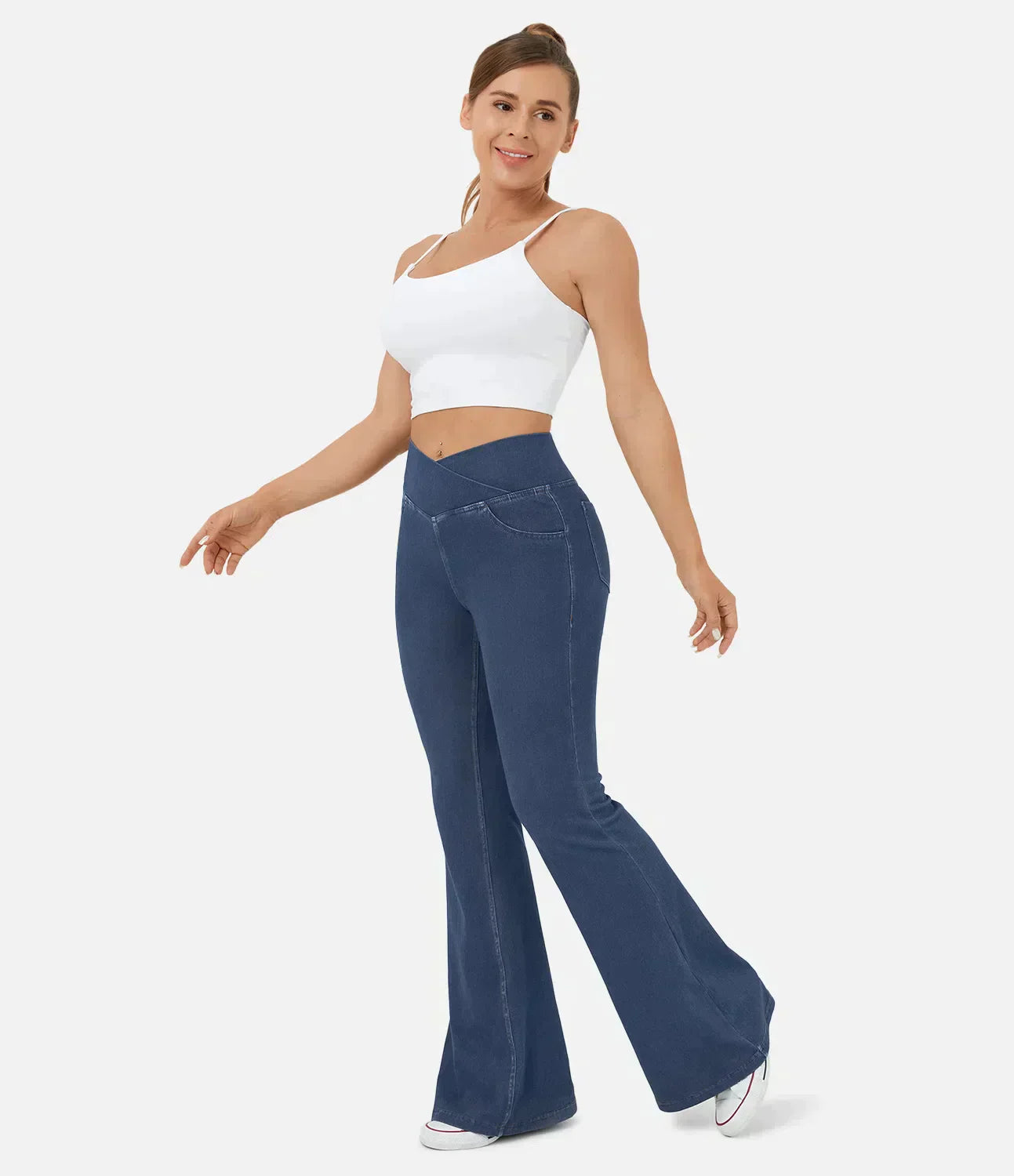 Aurora® | Women'S High-Waisted Retro Flare Pants With Crossover Waistband