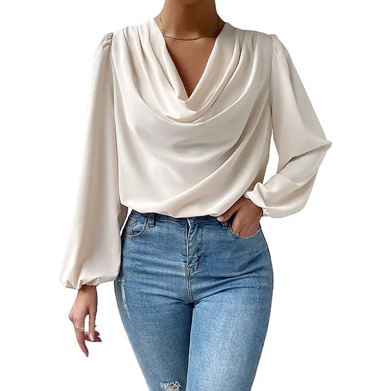 Briavoine® | Elegant Chiffon Blouse For Women With A Dove Ruffle And Long Sleeves