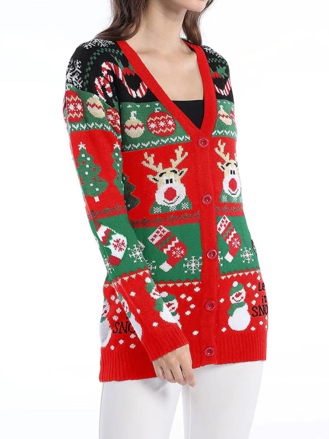 Claudette® | Long-sleeved cardigan with reindeer buttons