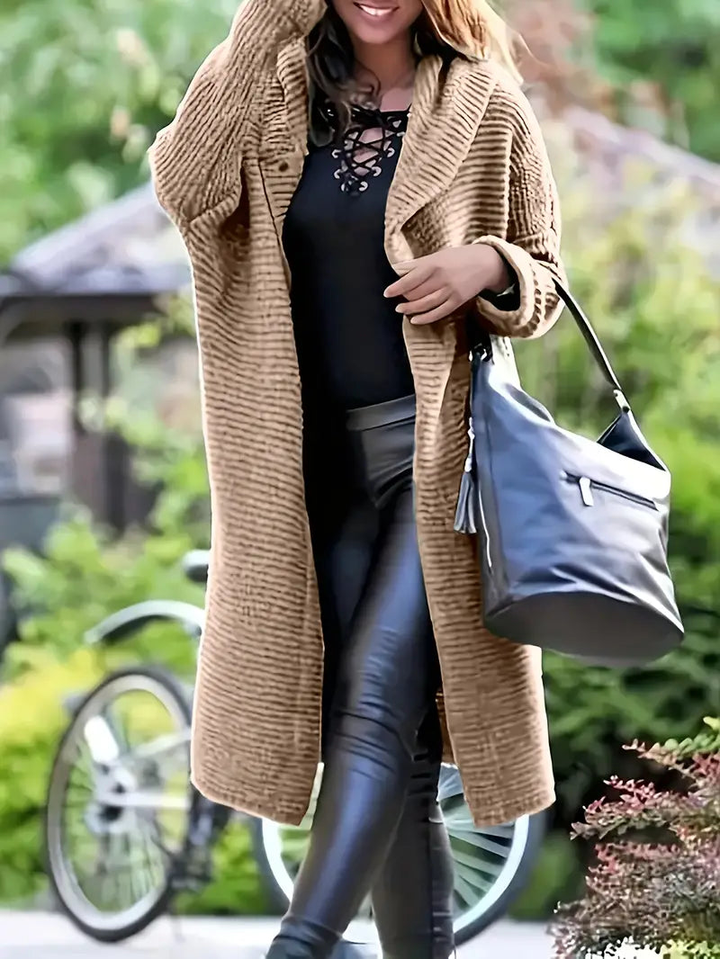 Cristina® | Long knitted cardigan with hood