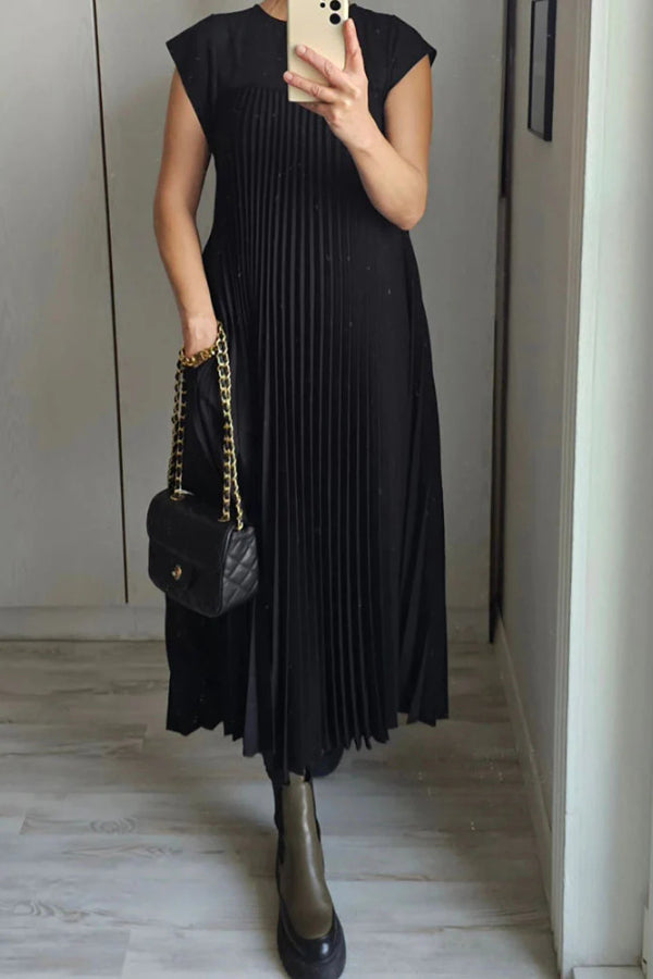 Anita® | Sleeveless pleated plain plain dress