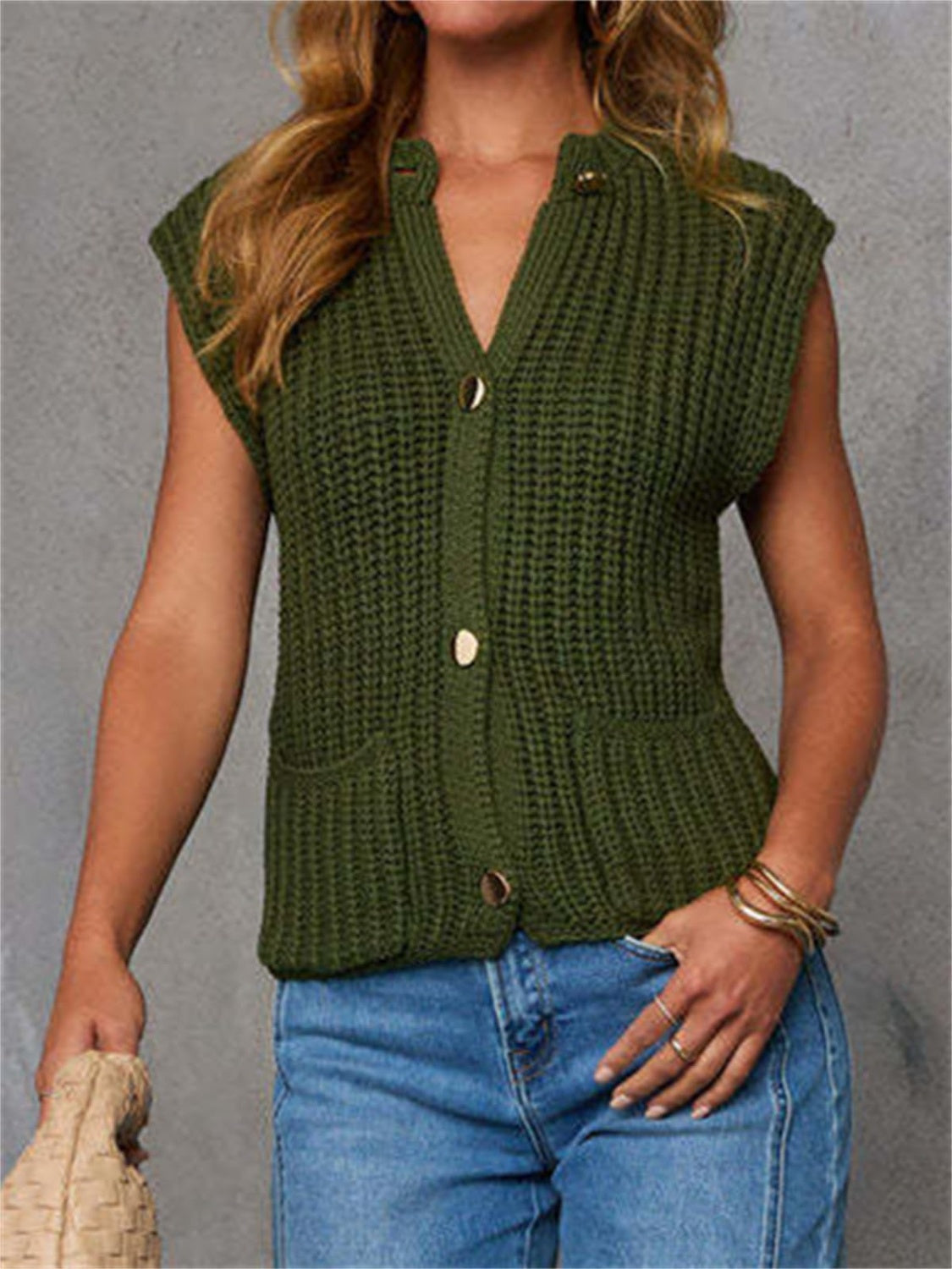 Beatriz® | Button-down sweater vest with pockets