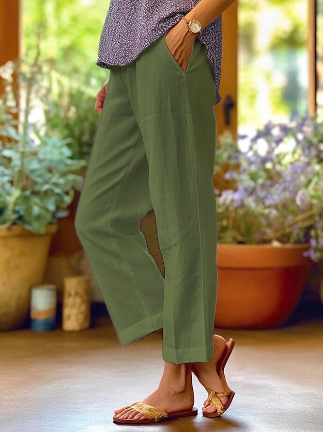 Aaliyah® | Cotton Linen Wide Leg Pants for Women