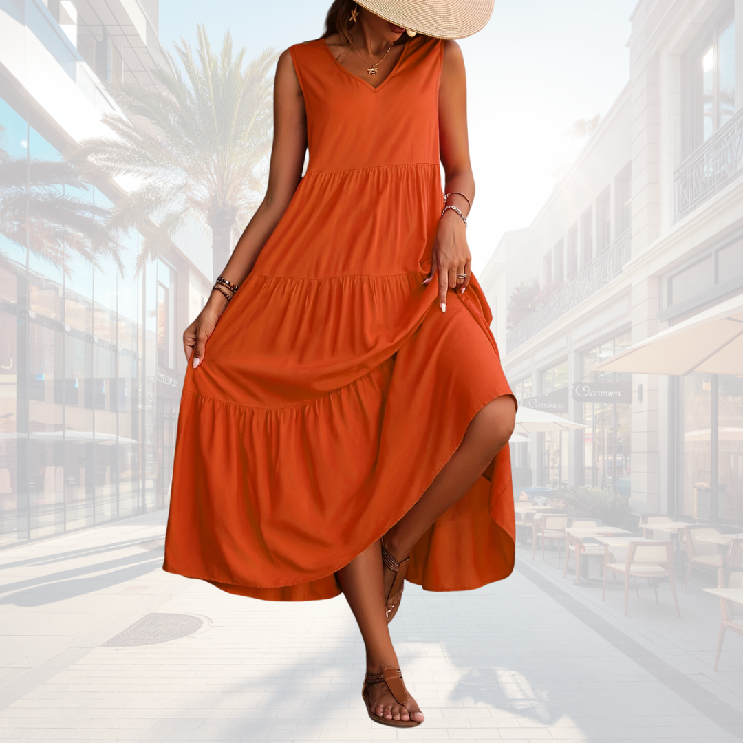 Dalia® | Flowing ruffled dress with V-neck