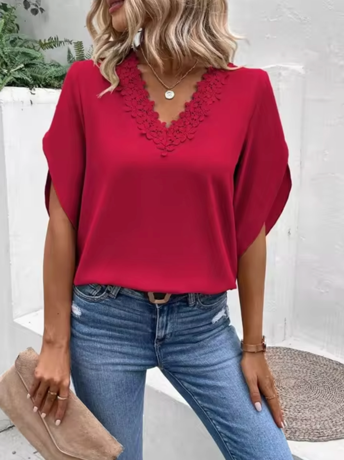Elena® | Lace V-Neck Shirt