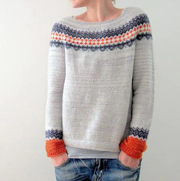 Carla | Fashionable Print Cow Neck Pullover for Women
