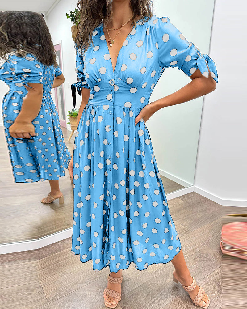 Cristina® | V-neck dress with polka dots