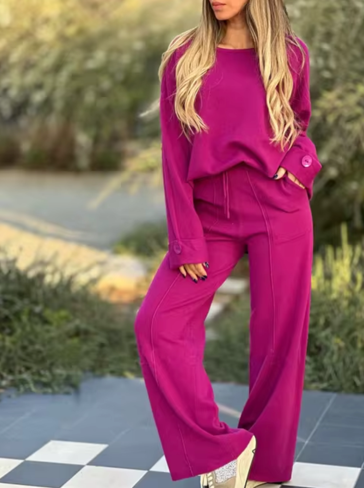 Artemizia® | Long Sleeve And Wide Leg Pants Set