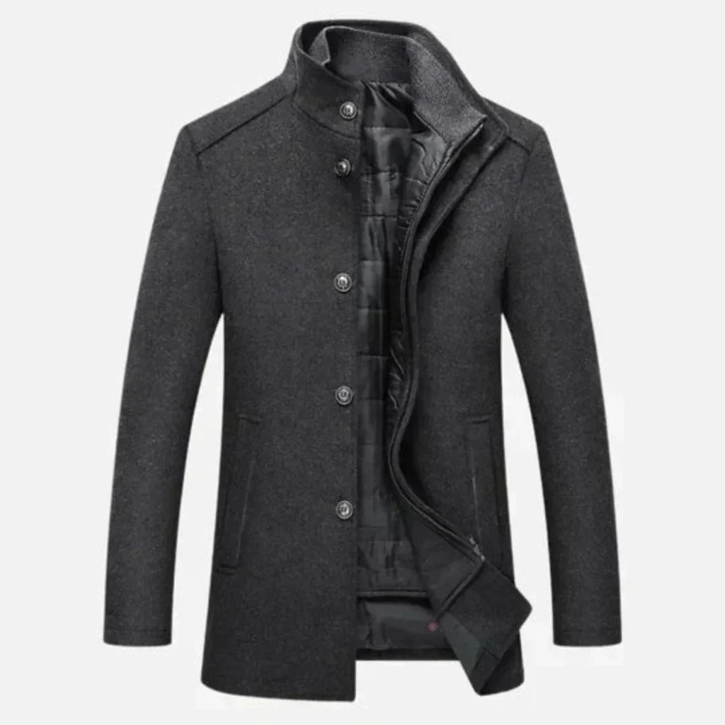 Edward | Men's Mid-Length Stand Collar Overcoat
