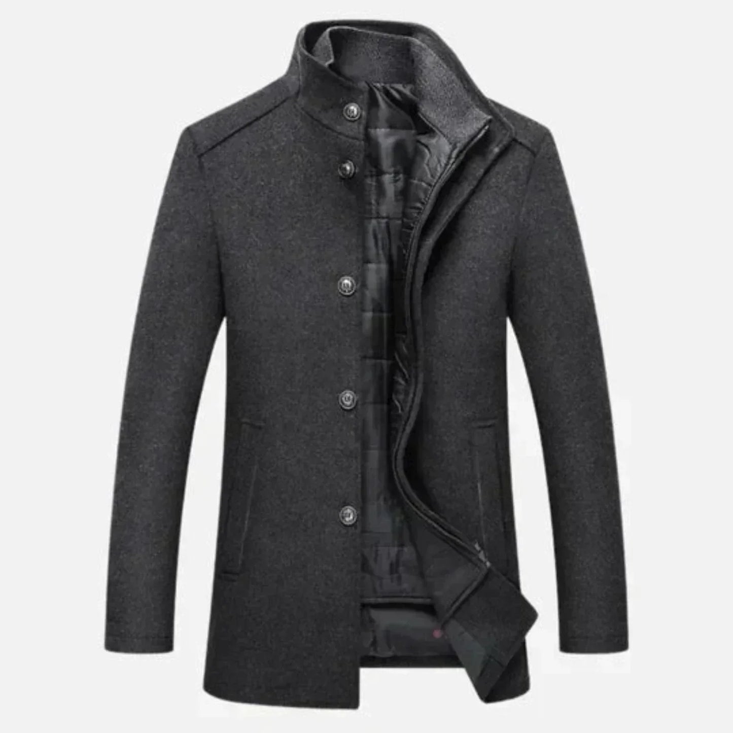 Edward | Men's Mid-Length Stand Collar Overcoat