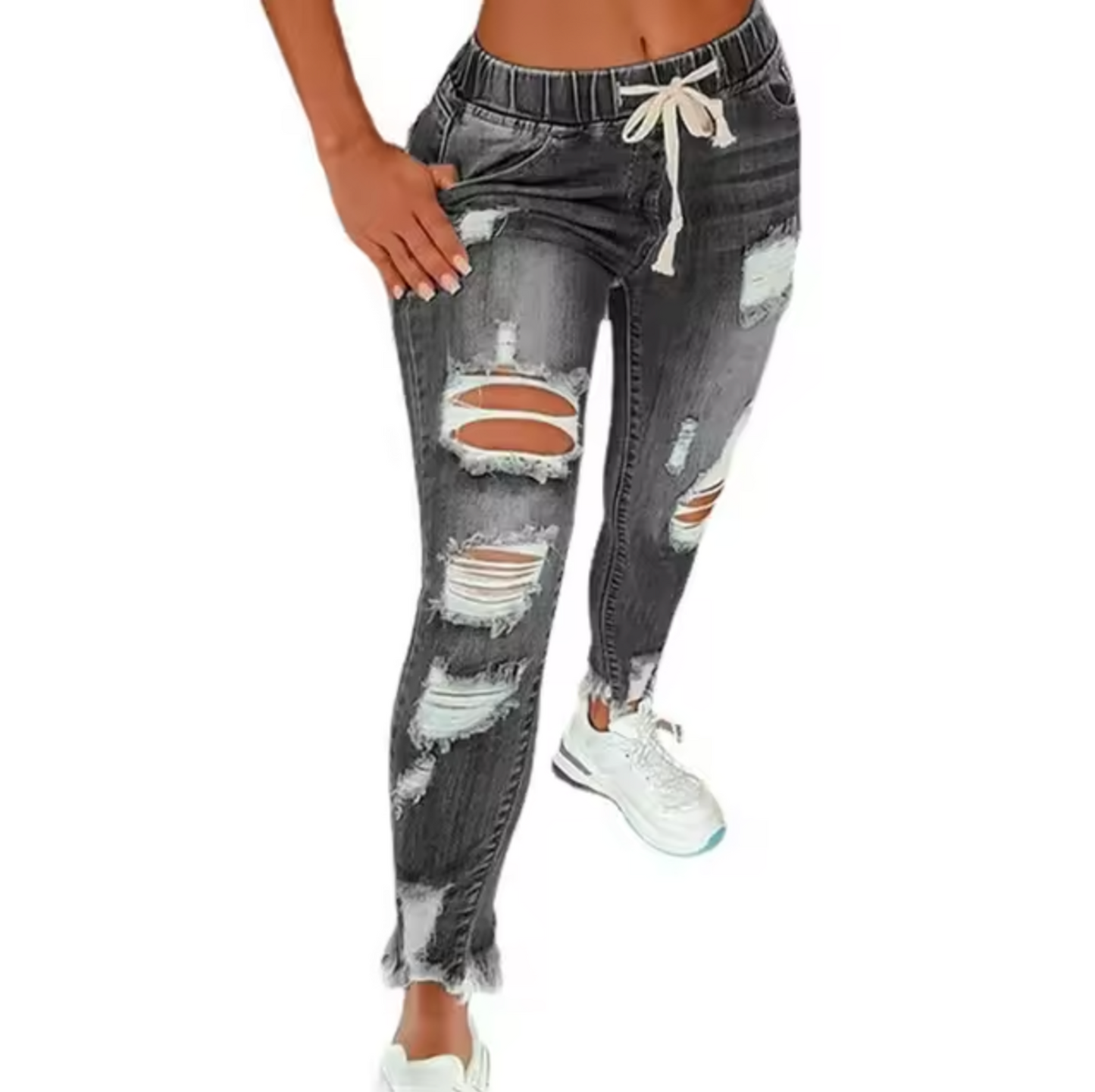 Aldina® | Ripped Cotton Denim Jeans