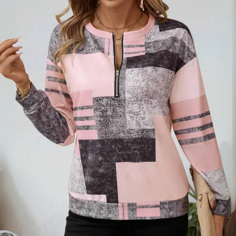 Adriana® | Printed half zip top