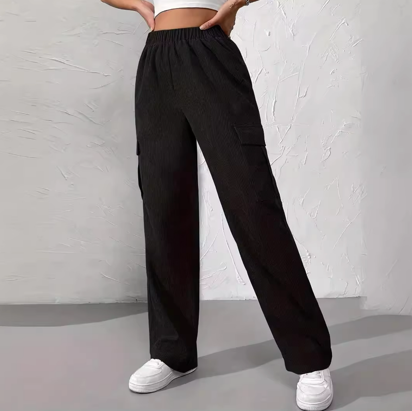 Bertille® | Corduroy Wide Leg Cargo Pants