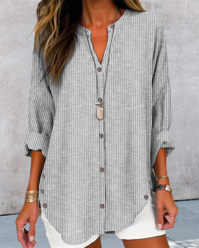 Aranza® | Striped V-neck sweater