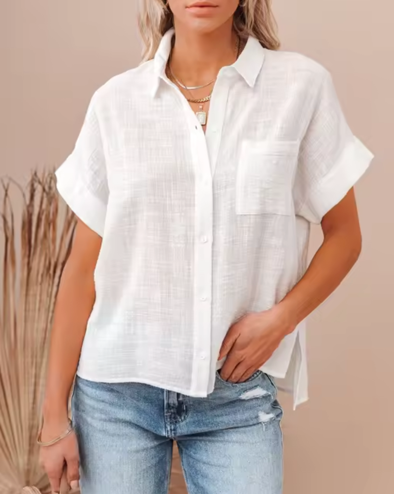 Dominique® | Short-Sleeved Blouse Made Of Cotton Linen