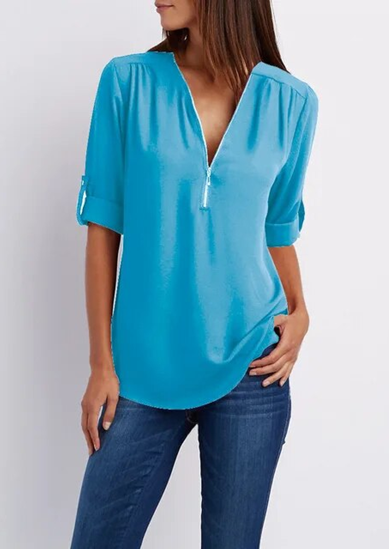 Breanna® | Chiffon Blouse With Zipper