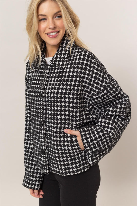 Albina | Check tweed jacket with button placket and collar