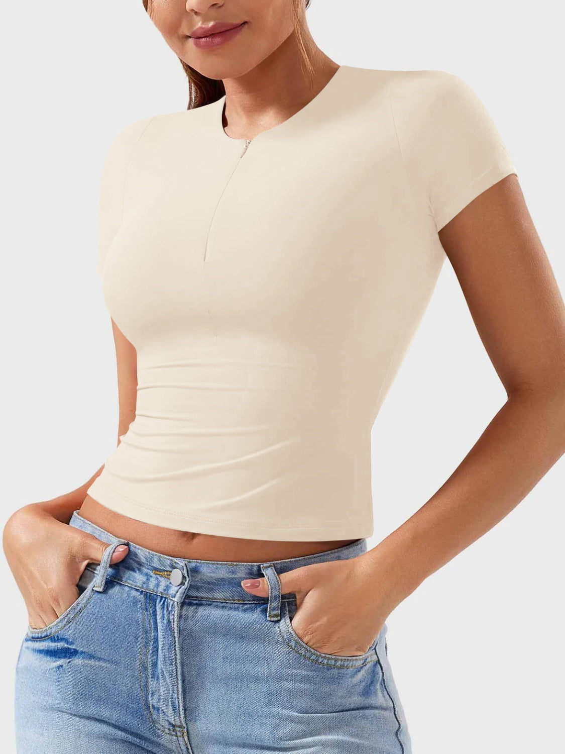 Elena® | Short sleeve half zip t-shirt