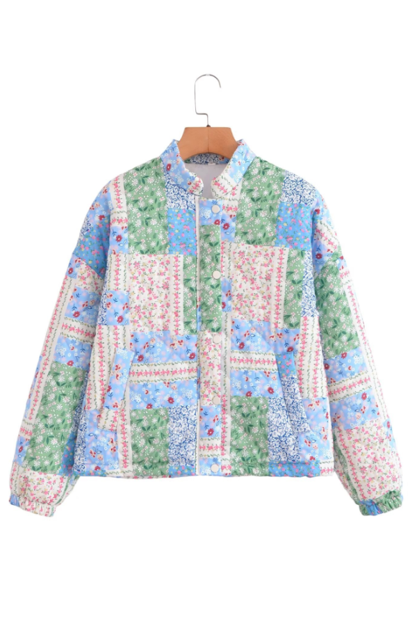 Belén® | Loose Stand Collar Long Sleeve Floral Printed Cotton Jacket