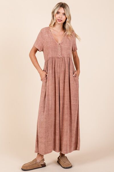 Antonia® | Short-sleeved, flowy, wide-leg jumpsuit