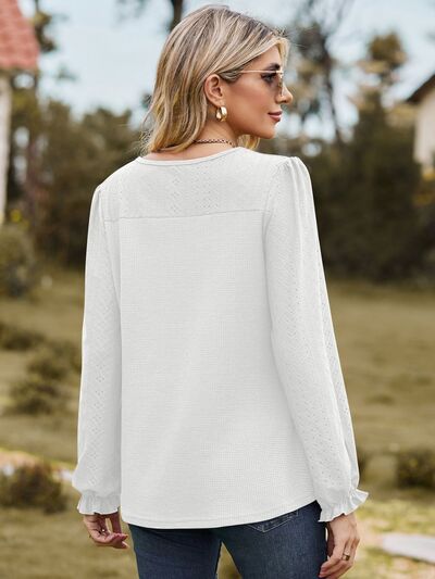 Brenda® | Top with flounced sleeves and round neckline