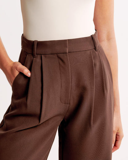 Zara | High Waist Pleated Leg Trousers with Tailored Fit