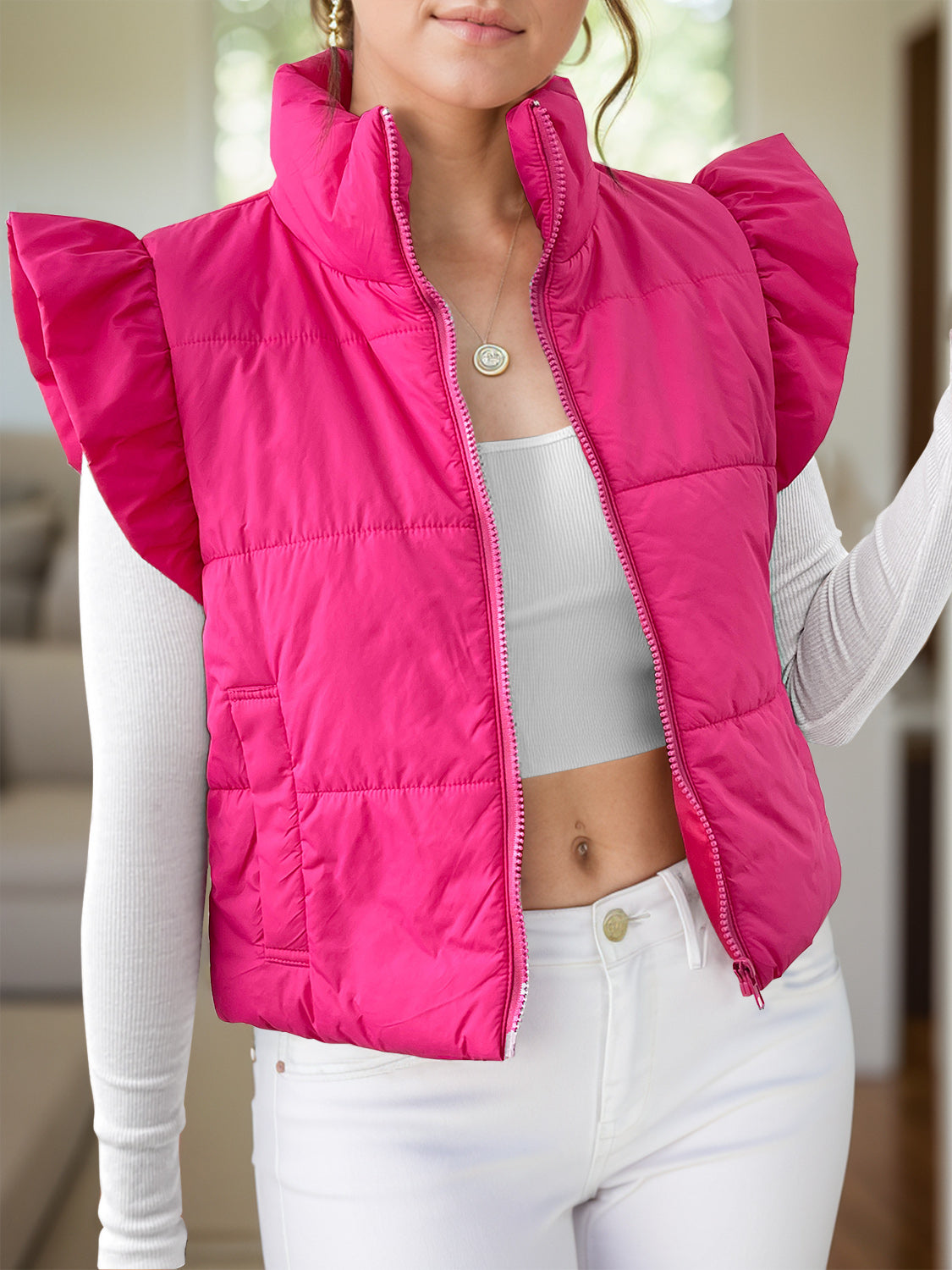 Anita® | Zip-up jacket with cap sleeves and pockets
