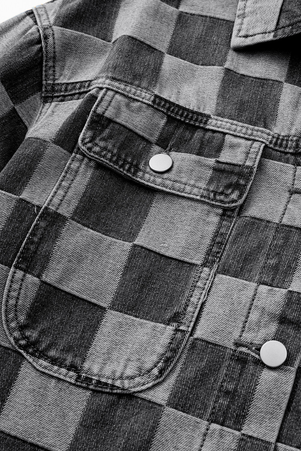 Alicia® | Checked denim jacket with buttons