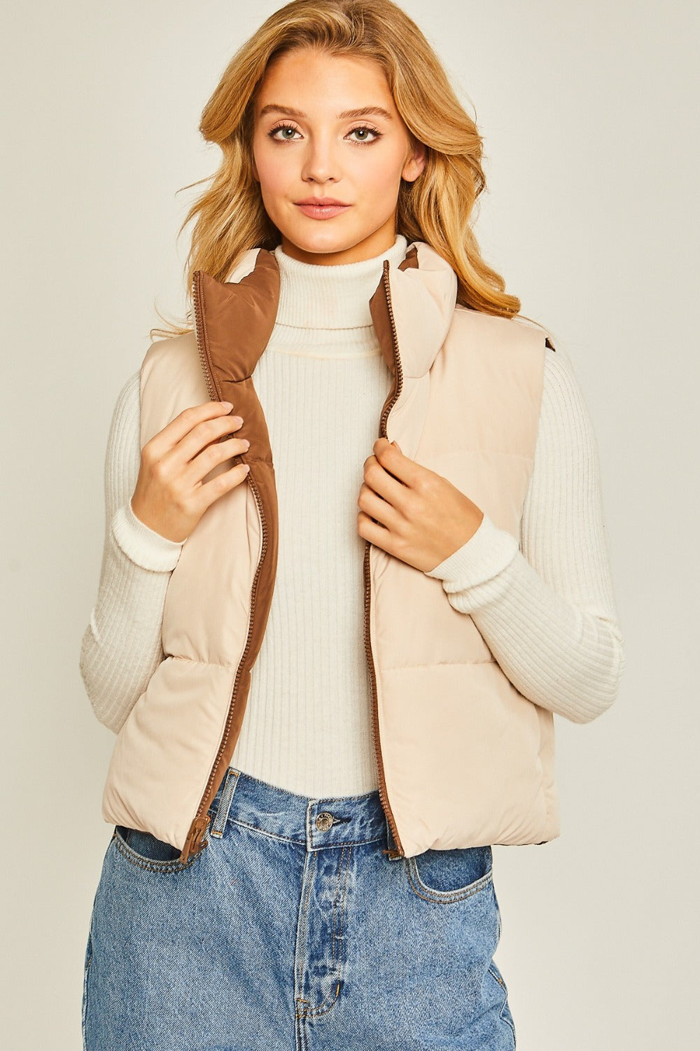 Blanca® | Cropped, reversible zip-up vest from Love Tree