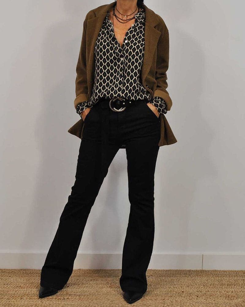 Brenda | Lightweight Geometric Print Blouse with V-neck