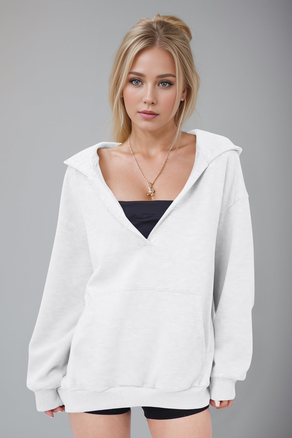 Bernadette® | Basic Bae Air Scuba long sleeve hoodie with kangaroo pocket