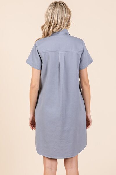 Eliana® | Short sleeve shirt dress with button detail and collar