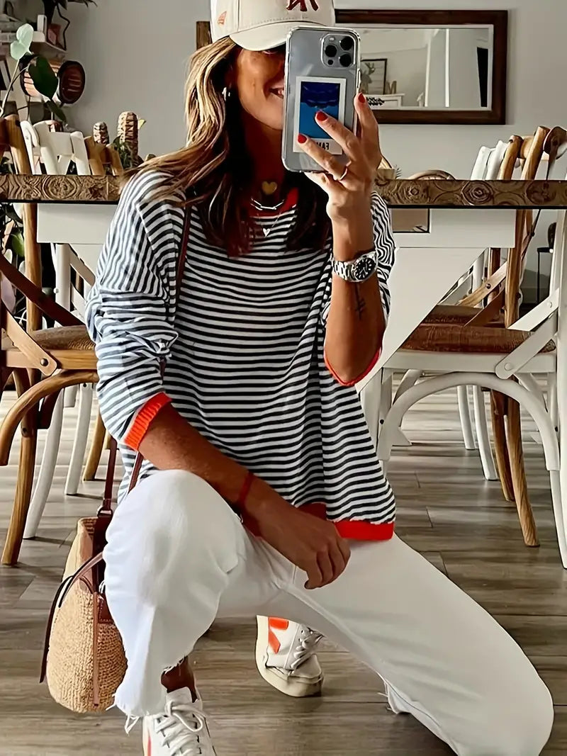 Cassandra® | Stylish sweater with oversized stripes