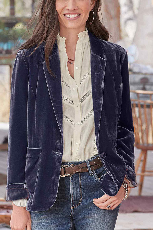 Camila® | Gold velvet crop top small suit jacket