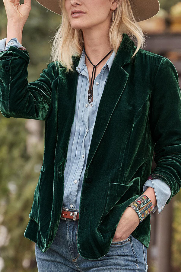 Camila® | Gold velvet crop top small suit jacket