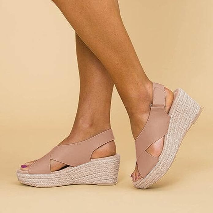 Monika | Stylish Wedge Sandals with Cross Straps