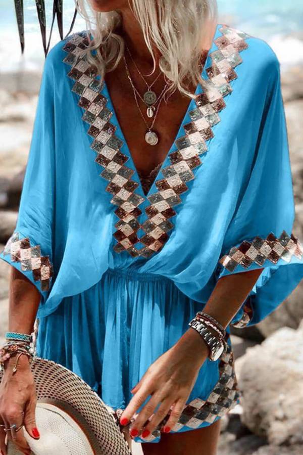 Camila® | Bohemian beach print kimono romper