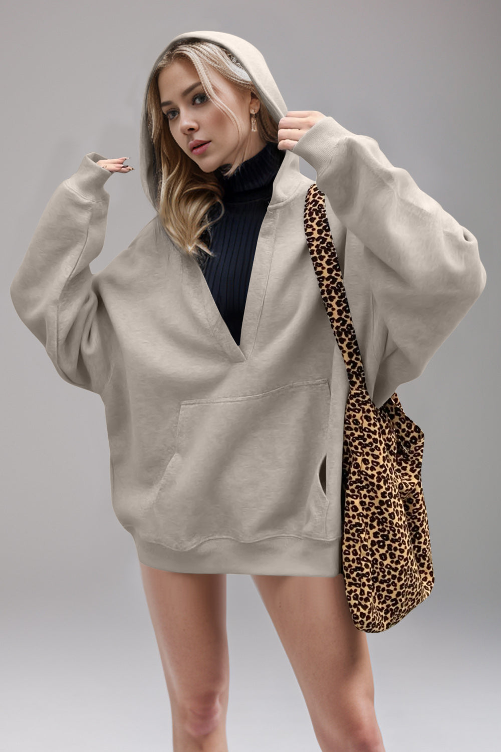 Bernadette® | Basic Bae Air Scuba long sleeve hoodie with kangaroo pocket
