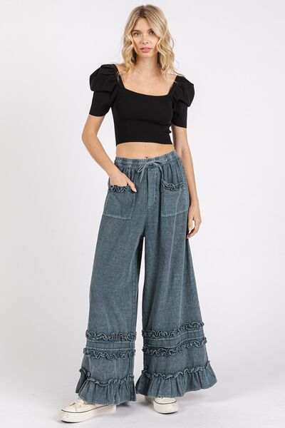 Alana® | Wide-leg trousers with ruffled pockets